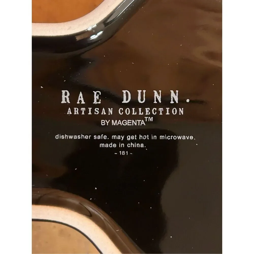 Rae Dunn Artisan Collection Bone Appetit Orange And Black Dog Pet Bowl New in bo